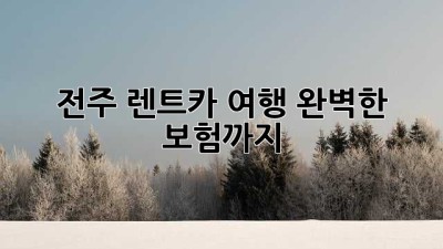 전주 렌트카 여행: 완벽한 보험까지!